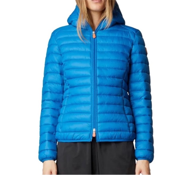 SAVE THE DUCK Jackets & Blazers - SAVE THE DUCK Women's Bright Blue Hooded Puffer Jacket